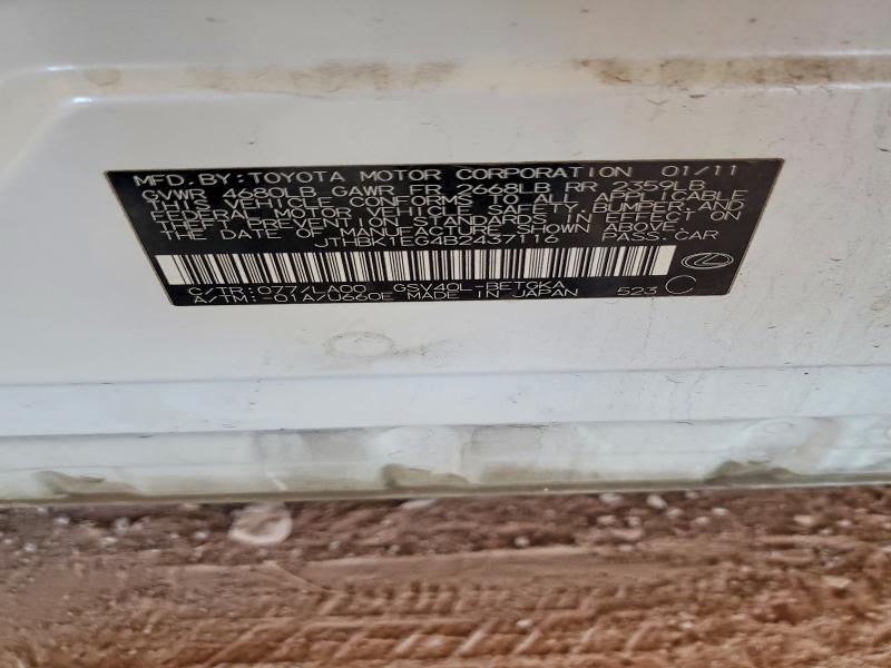 2011 Lexus Es მანქანა იყიდება აუქციონზე, vin: JTHBK1EG4B2437116, აუქციონის ნომერი: 59641186