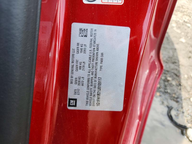 2018 Chevrolet Camaro მანქანა იყიდება აუქციონზე, vin: 1G1FH1R71J0109117, აუქციონის ნომერი: 60559166