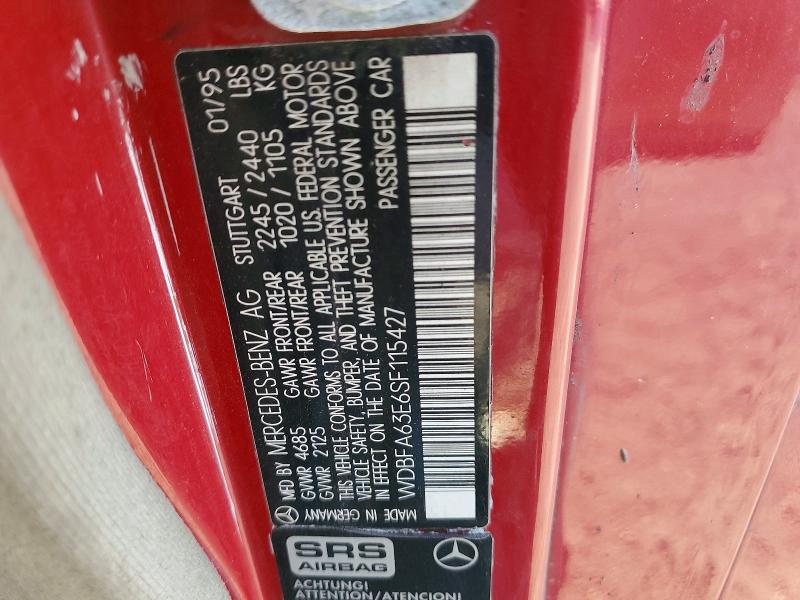 Aukcja sprzedaży 1995 Mercedes-benz Sl, vin: WDBFA63E6SF115427, numer aukcji: 63153726