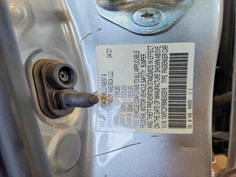 62473666 :رقم المزاد ، 19XFC2F89ME002918 vin ، 2021 Honda Civic مزاد بيع