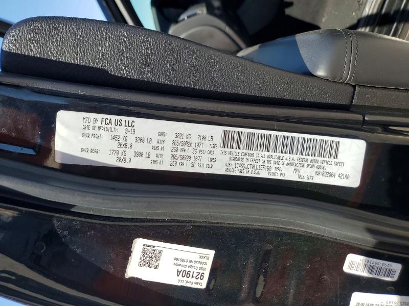 Aukcja sprzedaży 2020 Dodge Durango, vin: 1C4SDJCT0LC155160, numer aukcji: 59804996