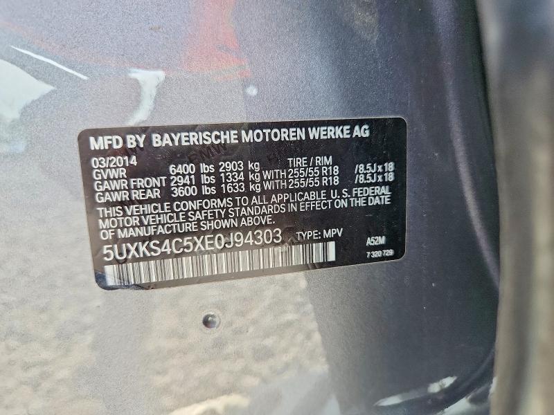 2014 Bmw X5 მანქანა იყიდება აუქციონზე, vin: 5UXKS4C5XE0J94303, აუქციონის ნომერი: 59976396
