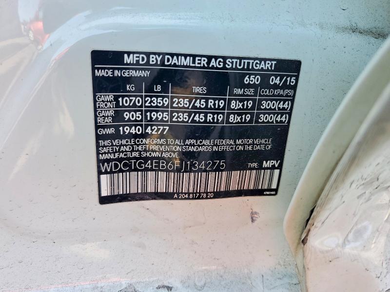 Продажа на аукционе авто 2015 Mercedes-benz Gla, vin: WDCTG4EB6FJ134275, номер лота: 61182786