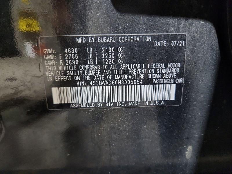 61893176 :رقم المزاد ، 4S3BWAD60N3005054 vin ، 2022 Subaru Legacy مزاد بيع