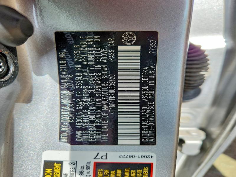 Продажа на аукционе авто 2017 Toyota Camry, vin: 4T1BF1FK7HU639420, номер лота: 59093016