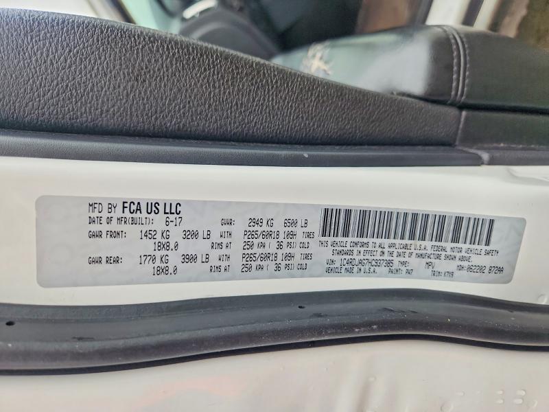 61778076 :رقم المزاد ، 1C4RDJAG7HC937385 vin ، 2017 Dodge Durango مزاد بيع