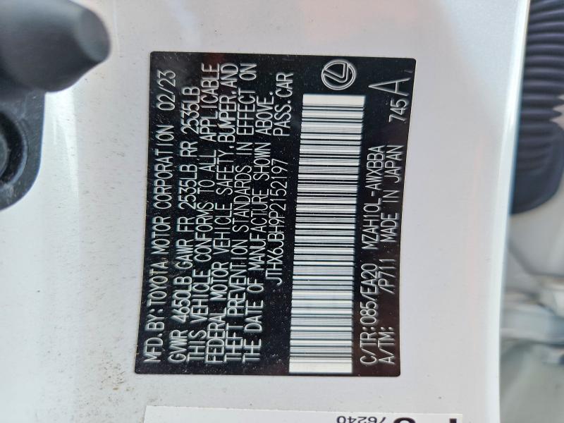 59622706 :رقم المزاد ، JTHX6JBH9P2152197 vin ، 2023 Lexus Ux 250h مزاد بيع