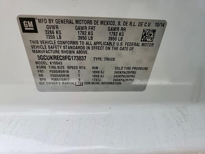 Продажа на аукционе авто 2015 Chevrolet Silverado, vin: 3GCUKREC8FG173837, номер лота: 60378676