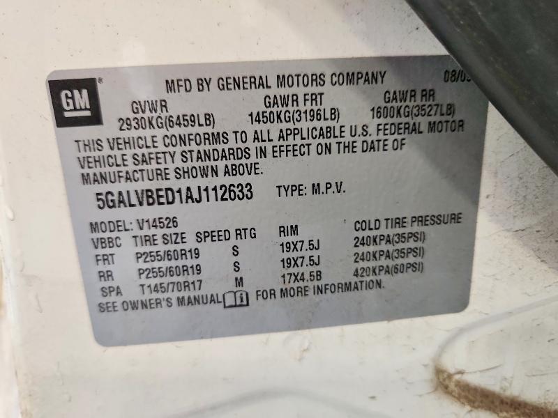 Продаж на аукціоні авто 2010 Buick Enclave, vin: 5GALVBED1AJ112633, номер лоту: 62607336