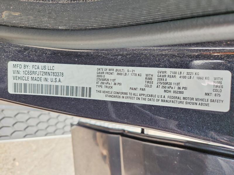 Aukcja sprzedaży 2021 Ram 1500, vin: 1C6SRFJT2MN783378, numer aukcji: 62214576