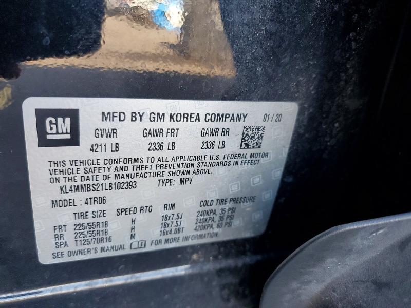 60260596 :رقم المزاد ، KL4MMBS21LB102393 vin ، 2020 Buick Encore Gx مزاد بيع