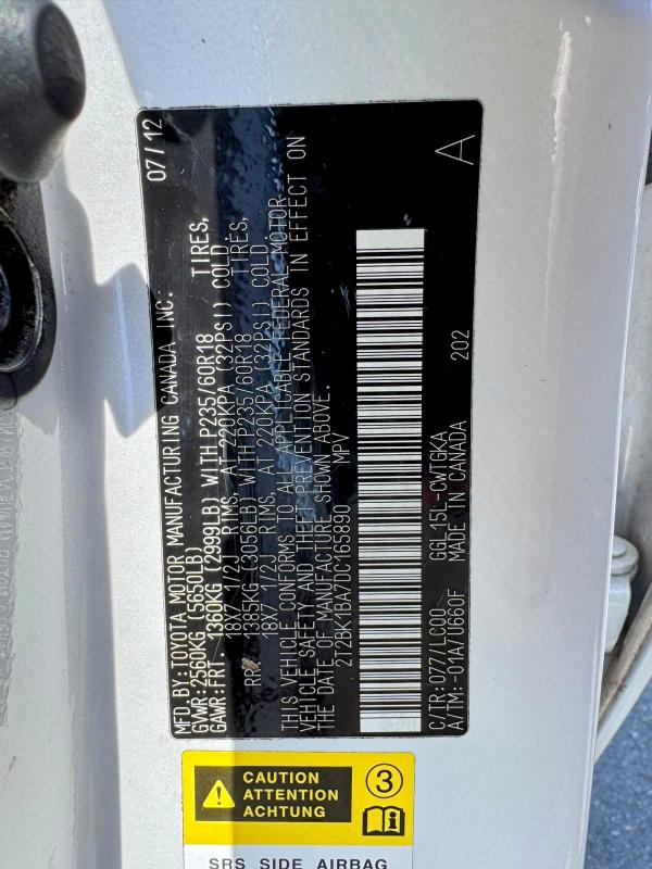 2013 Lexus Rx 350 მანქანა იყიდება აუქციონზე, vin: 2T2BK1BA7DC165890, აუქციონის ნომერი: 62224166