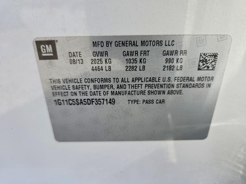 Aukcja sprzedaży 2013 Chevrolet Malibu, vin: 1G11C5SA5DF357149, numer aukcji: 63004996