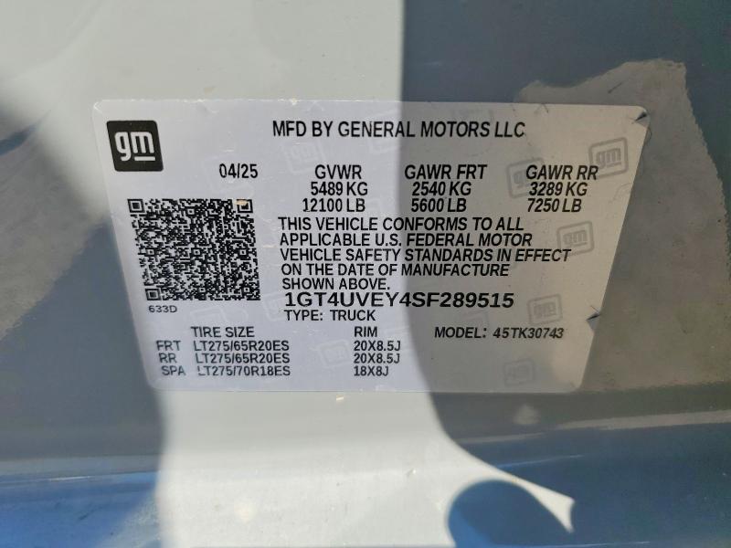 Продажа на аукционе авто 2025 Gmc Sierra, vin: 1GT4UVEY4SF289515, номер лота: 59674666