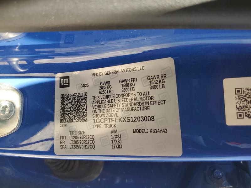 Продаж на аукціоні авто 2025 Chevrolet Colorado, vin: 1GCPTFEKXS1203008, номер лоту: 61787476