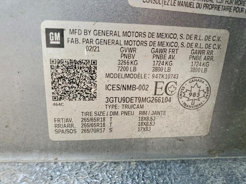 60762156 :رقم المزاد ، 3GTU9DET9MG266104 vin ، 2021 Gmc Sierra مزاد بيع