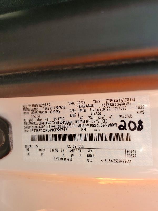Aukcja sprzedaży 2023 Ford F150, vin: 1FTMF1CP5PKF59718, numer aukcji: 60792566