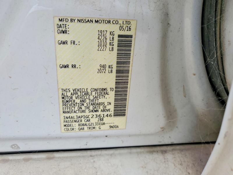 Продаж на аукціоні авто 2016 Nissan Altima, vin: 1N4AL3AP1GC236146, номер лоту: 62715546