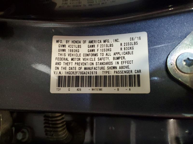 Продажа на аукционе авто 2021 Honda Accord, vin: 1HGCR2F79GA242679, номер лота: 85985315