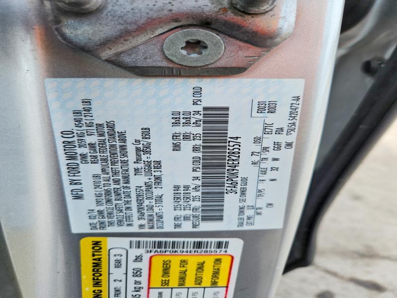 Продажа на аукционе авто 2014 Ford Fusion, vin: 3FA6P0K94ER285574, номер лота: 60706146