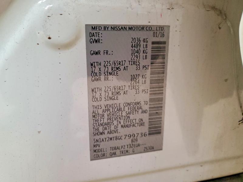 Aukcja sprzedaży 2016 Nissan Rogue, vin: 5N1AT2MT8GC799736, numer aukcji: 61893296