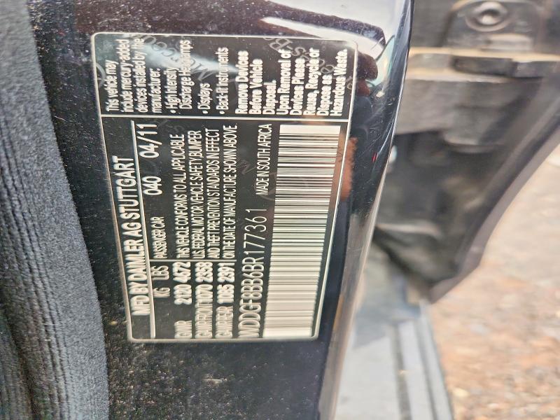2011 Mercedes-benz C მანქანა იყიდება აუქციონზე, vin: WDDGF8BB6BR177361, აუქციონის ნომერი: 61181646