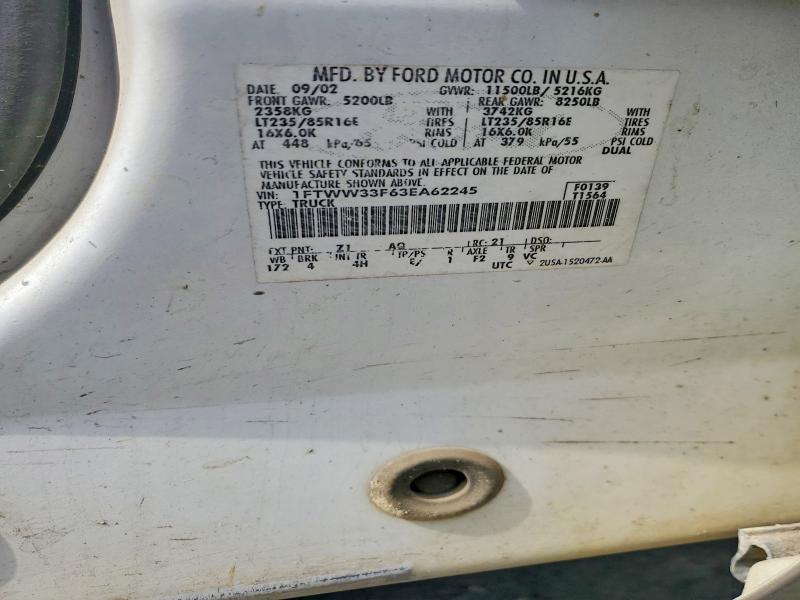 2003 Ford F350 მანქანა იყიდება აუქციონზე, vin: 1FTWW33F63EA62245, აუქციონის ნომერი: 59063806