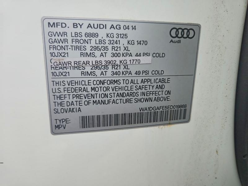 Aukcja sprzedaży 2014 Audi Q7, vin: WA1DGAFE5ED019868, numer aukcji: 62642416