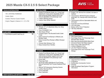 60038866 :رقم المزاد ، JM3KFBBL7S0680435 vin ، 2025 Mazda Cx-5 مزاد بيع