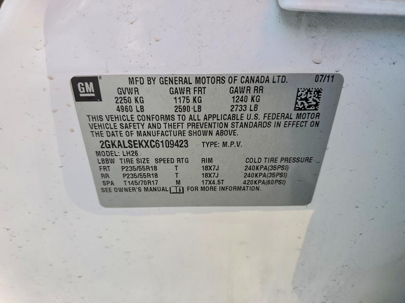 Продажа на аукционе авто 2012 Gmc Terrain, vin: 2GKALSEKXC6109423, номер лота: 62047316