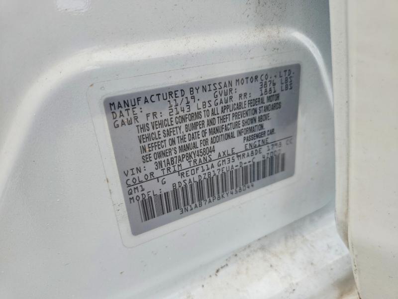 Продаж на аукціоні авто 2019 Nissan Sentra, vin: 3N1AB7AP8KY458044, номер лоту: 62659496