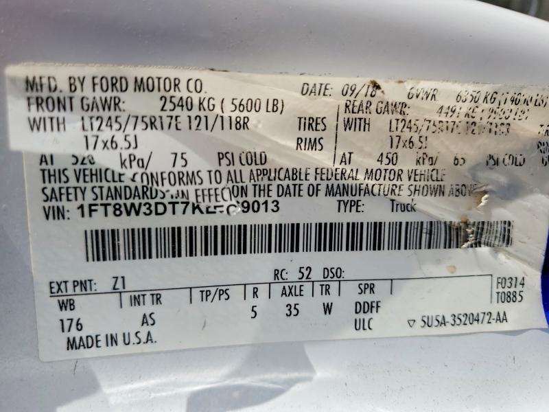 Aukcja sprzedaży 2019 Ford F350, vin: 1FT8W3DT7KEC69013, numer aukcji: 63052436