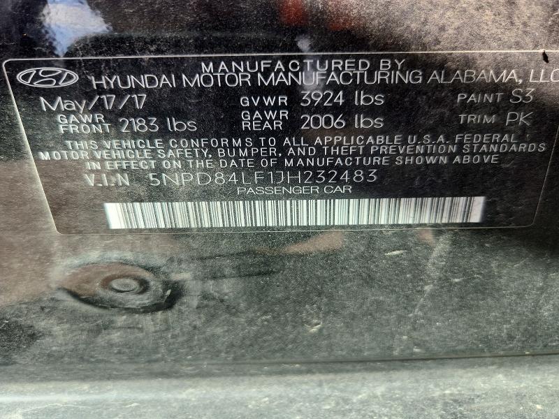 Aukcja sprzedaży 2018 Hyundai Elantra, vin: 5NPD84LF1JH232483, numer aukcji: 60485826
