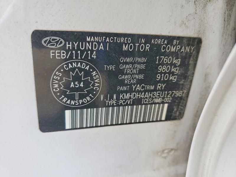 60934606 :رقم المزاد ، KMHDH4AH3EU127987 vin ، 2014 Hyundai Elantra مزاد بيع