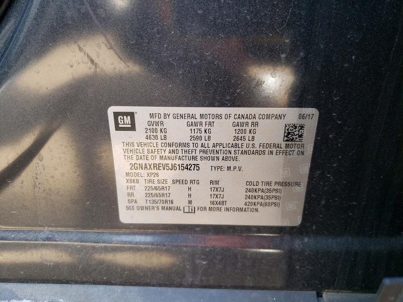 Продаж на аукціоні авто 2018 Chevrolet Equinox, vin: 2GNAXREV5J6154275, номер лоту: 60529316
