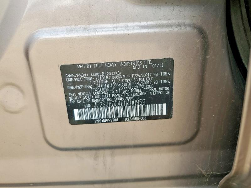 2014 Subaru Forester მანქანა იყიდება აუქციონზე, vin: JF2SJADC4EH400959, აუქციონის ნომერი: 60208126