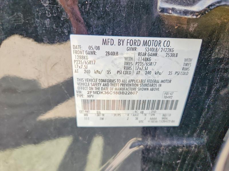 62277026 :رقم المزاد ، 2FMDK36C18BB22807 vin ، 2008 Ford Edge مزاد بيع