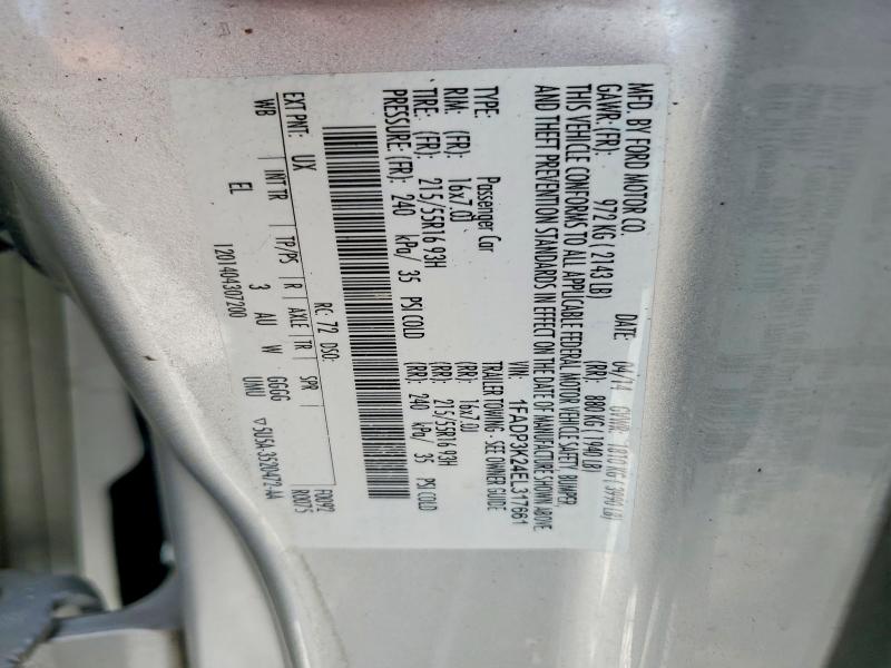 62817736 :رقم المزاد ، 1FADP3K24EL317661 vin ، 2014 Ford Focus مزاد بيع