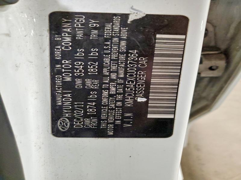 2012 Hyundai Accent მანქანა იყიდება აუქციონზე, vin: KMHCU5AEXCU037364, აუქციონის ნომერი: 61298326