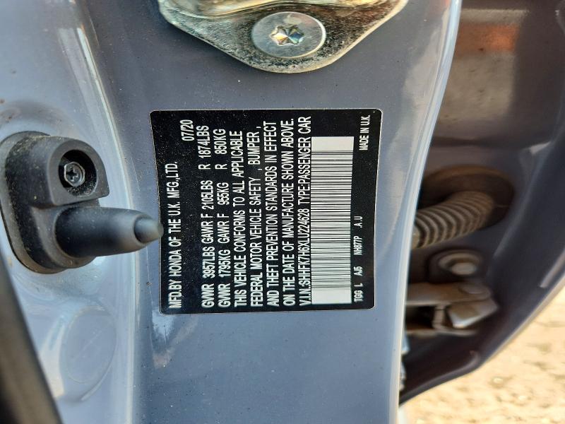 Продаж на аукціоні авто 2020 Honda Civic, vin: SHHFK7H6XLU224628, номер лоту: 60682206
