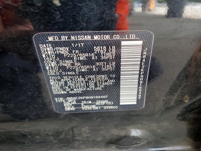 62302636 :رقم المزاد ، JN8AE2KP9H9168467 vin ، 2017 Nissan Quest مزاد بيع