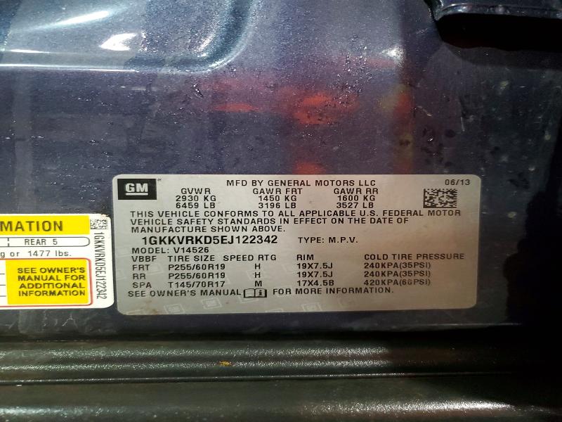 59976516 :رقم المزاد ، 1GKKVRKD5EJ122342 vin ، 2014 Gmc Acadia مزاد بيع