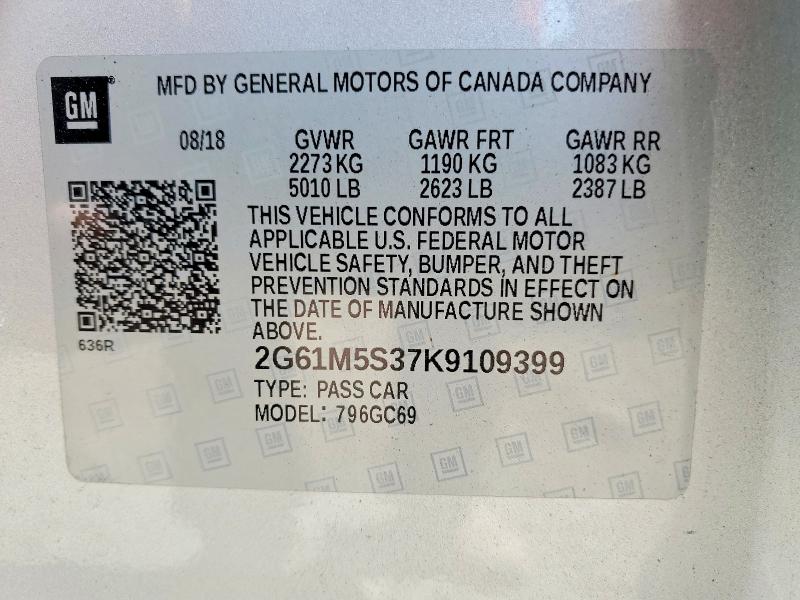 Продаж на аукціоні авто 2019 Cadillac Xts, vin: 2G61M5S37K9109399, номер лоту: 41631956
