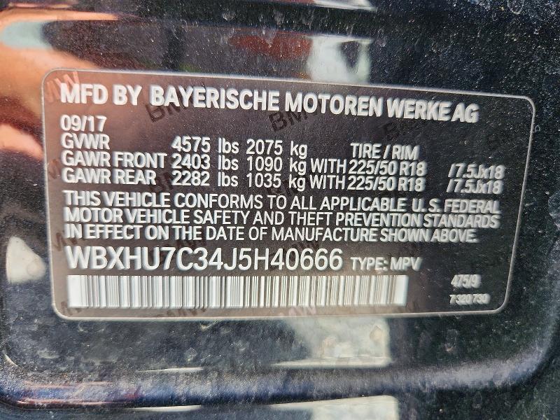 85618165 :رقم المزاد ، WBXHU7C34J5H40666 vin ، 2018 Bmw X1 مزاد بيع
