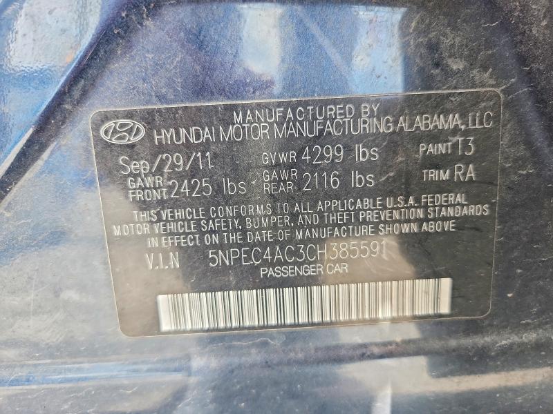 Aukcja sprzedaży 2012 Hyundai Sonata, vin: 5NPEC4AC3CH385591, numer aukcji: 61540316