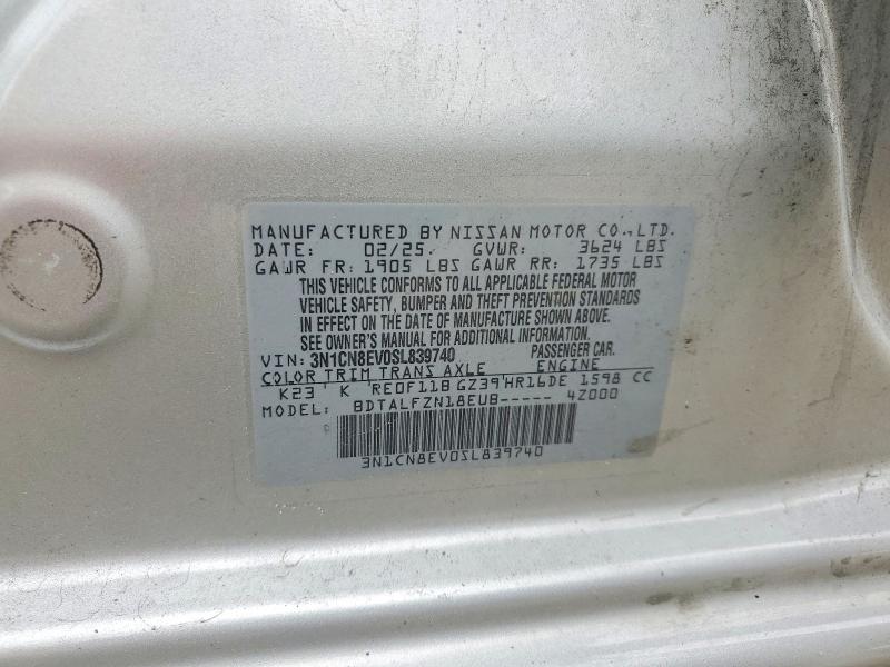 2025 Nissan Versa მანქანა იყიდება აუქციონზე, vin: 3N1CN8EV0SL839740, აუქციონის ნომერი: 62943726