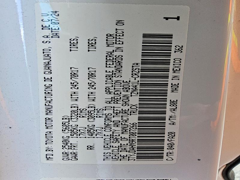 Продаж на аукціоні авто 2024 Toyota Tacoma, vin: 3TYJDAHN9RT007266, номер лоту: 61398506