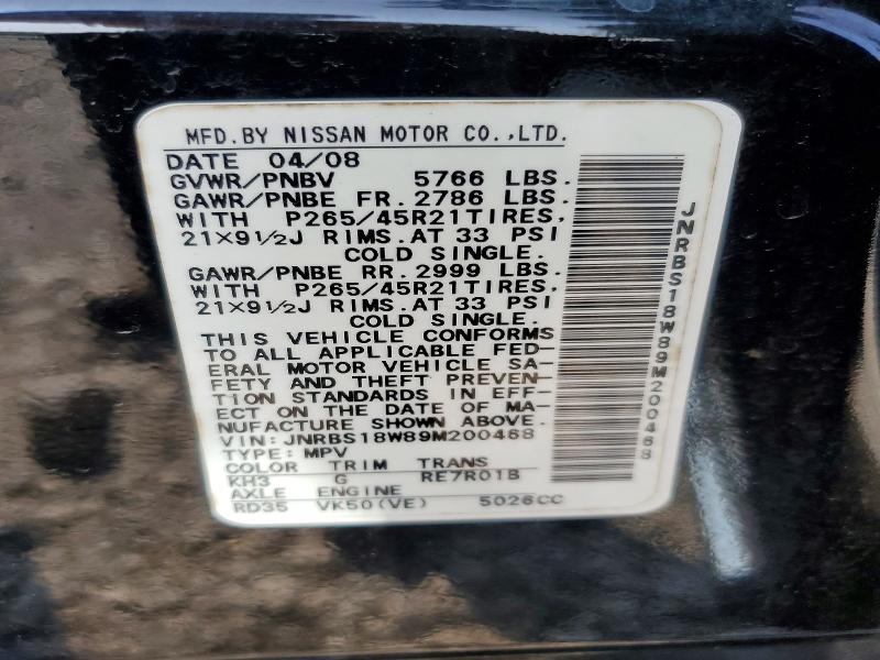 Aukcja sprzedaży 2009 Infiniti Fx50, vin: JNRBS18W89M200468, numer aukcji: 61549816