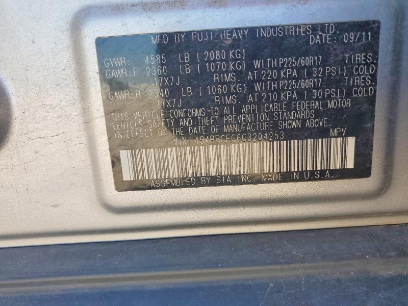61052256 :رقم المزاد ، 4S4BRCFC6C3204253 vin ، 2012 Subaru Outback مزاد بيع