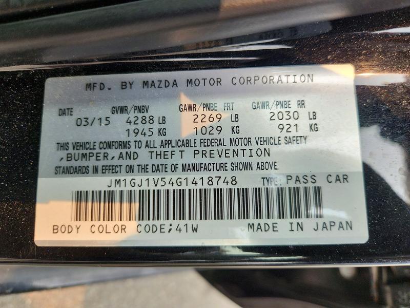 Aukcja sprzedaży 2016 Mazda 6, vin: JM1GJ1V54G1418748, numer aukcji: 61399696